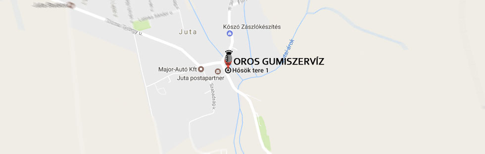 Térkép: 7431 Juta, Hősök tere 1/B — OROS Gumiszervíz telephelye